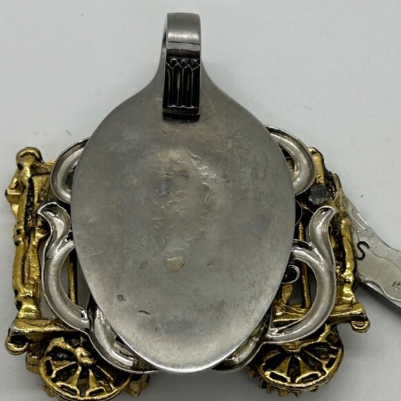 Artisan Mixed-Metal Pendant Bird Cage Crafted from Vintage Brooches Whimsical OO - Picture 4 of 13